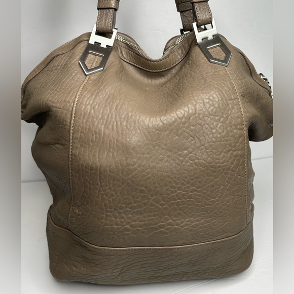 ALLIBELLE TAN LEATHER ROOMY DOUBLE HANDLE SPACIOUS CARRY ALL BAG PURSE - Picture 13 of 13